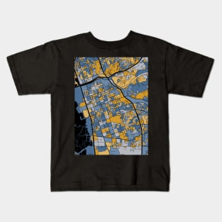 Chula Vista Map Pattern in Blue & Gold Kids T-Shirt